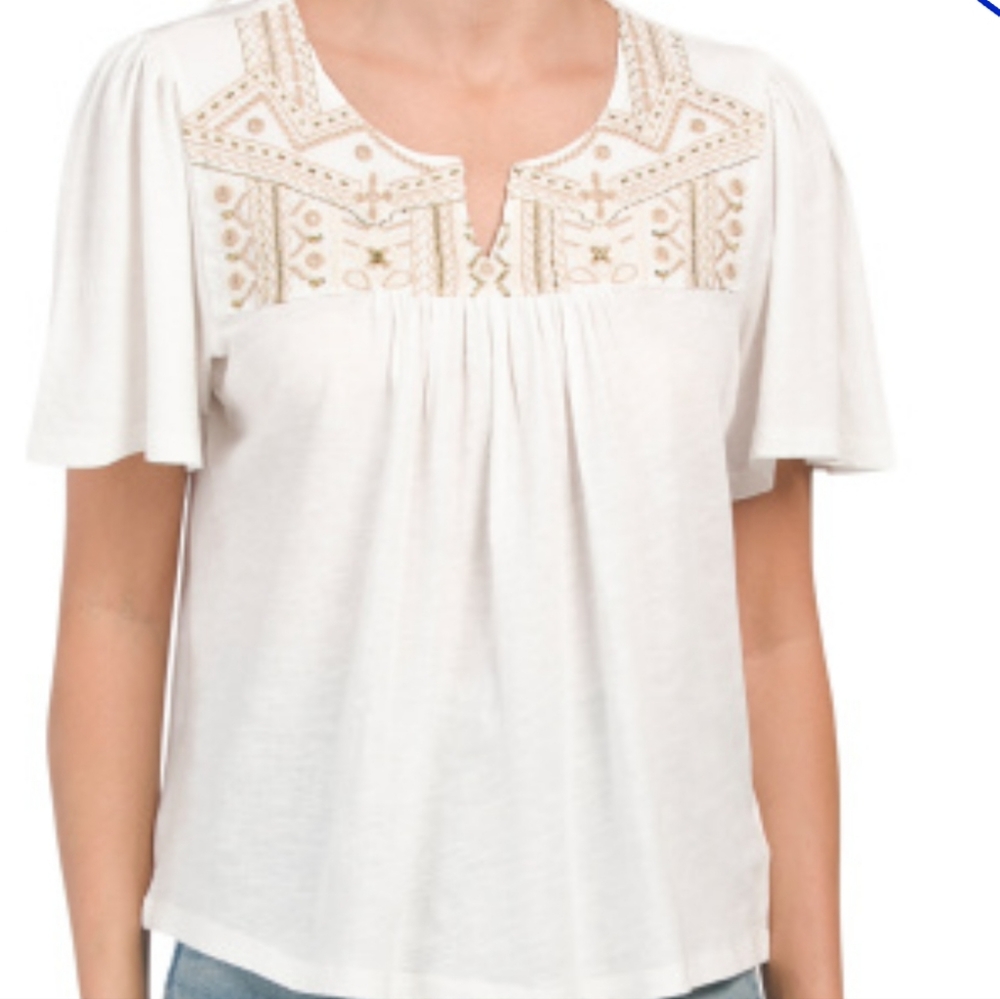 Luck Brand Embroidered Top Size Large